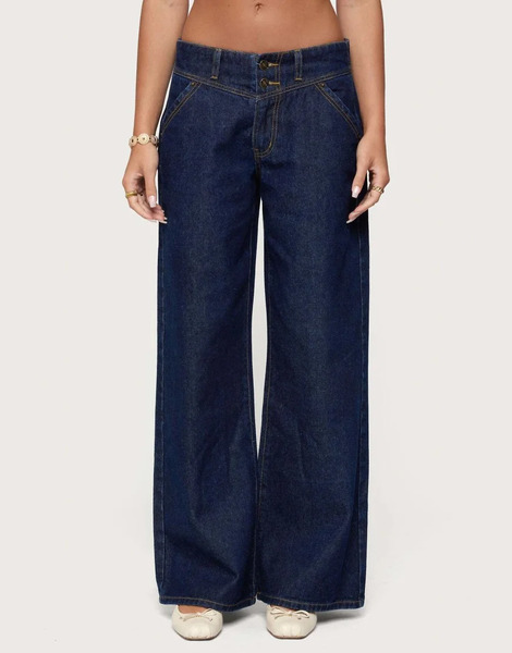  Edikted Meredith Low Rise Jeans In Blue 