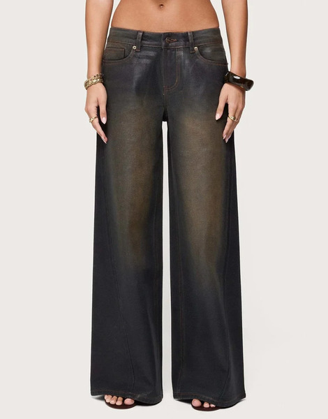  Edikted Oversized Mud Wash Low Rise Jeans In Black Washed 