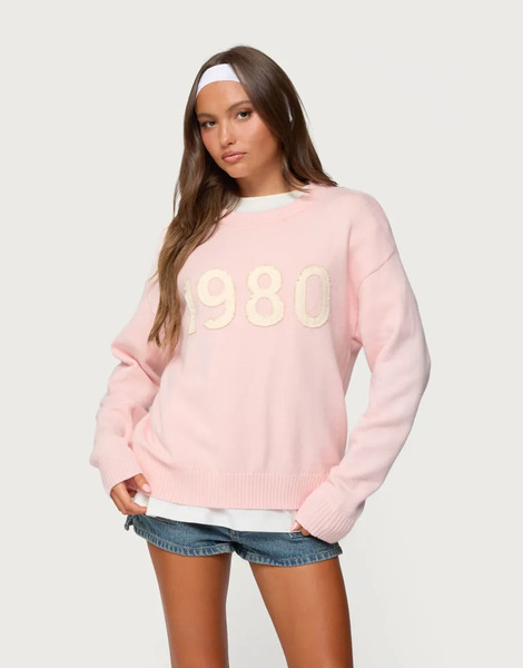  Edikted 1980 Oversized Sweater In Light Pink 