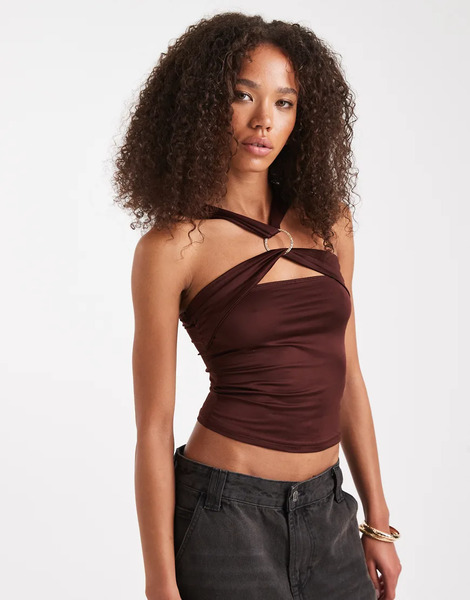  Edikted Rivera Ring Cut Out Top In Brown 
