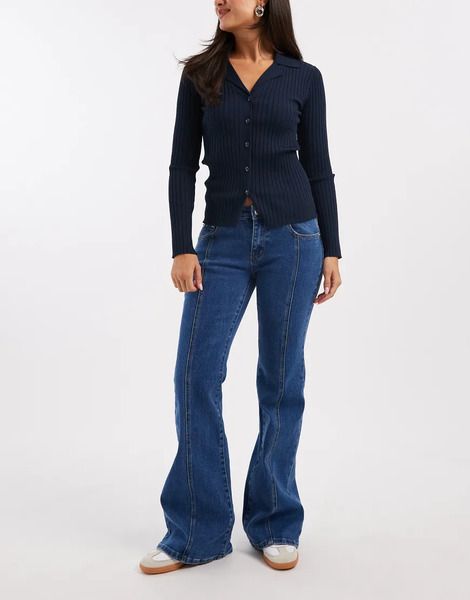  Edikted Starrie Panel Stitch Low Rise Jeans In Blue 