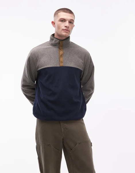  Element Abenaki Half Neck Overhead Polar Fleece In Navy 