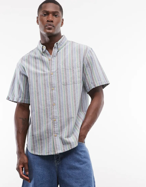  Element Button Down Regular Fit Striped Oxford Shirt In Blue Brown 