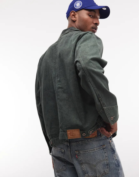  Element Eiko Utility Patch Pocket Shacket In Dark Green Blue 