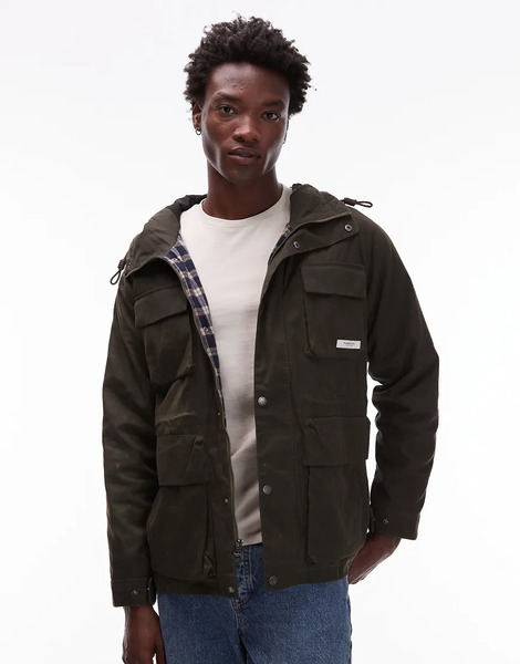  Element Field Waxed Parka In Dark Green 