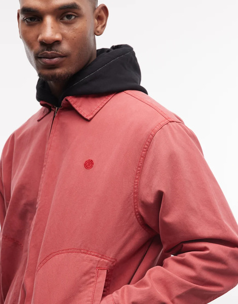 Element Harrington Garment Dyed Twill Jacket In Washed Pink White 