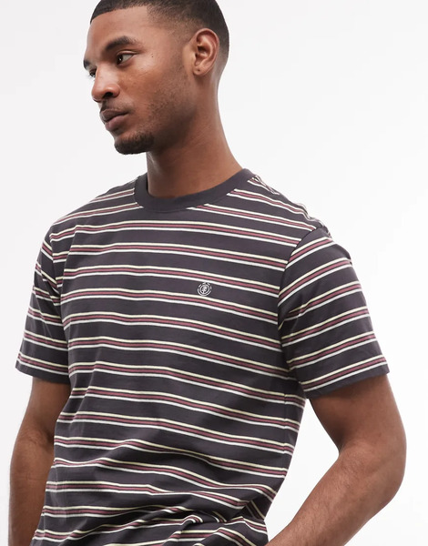  Element Icon Embroidered Striped T Shirt In Navy Blue 