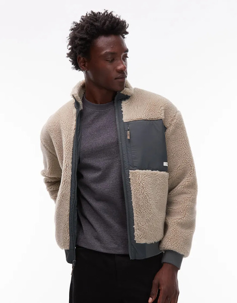  Element Oak Sherpa Zip Through Fleece In Cream White 