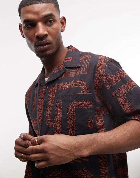  Element Printed Shirt In Black Blue 