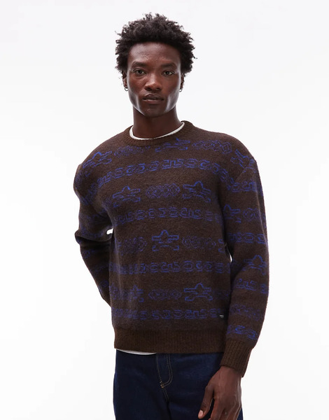  Element Shoreton Logo Stripe Knit Jumper In Dark Blue 