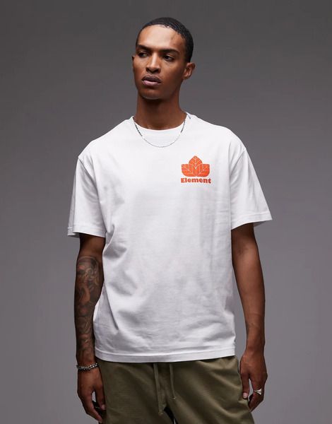  Element Sporting Logo Back Print T Shirt In White 