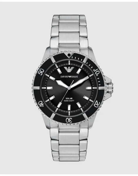  Emporio Armani Men's World Explorer Solar Powered Three Hand Stainless Steel Watch, Ar11787 In Silver 