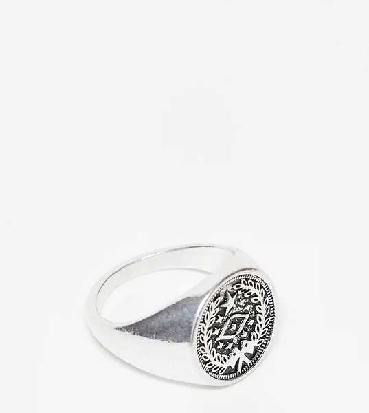  Faded Future Compass Signet Ring In Silver 