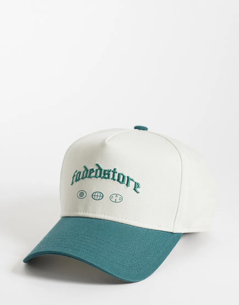  Faded Store Gothic Logo Cap With Contrast Peak In White Multi 