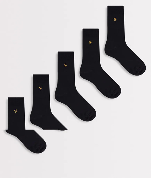  Farah Kinley 5 Pack Logo Socks In Black 