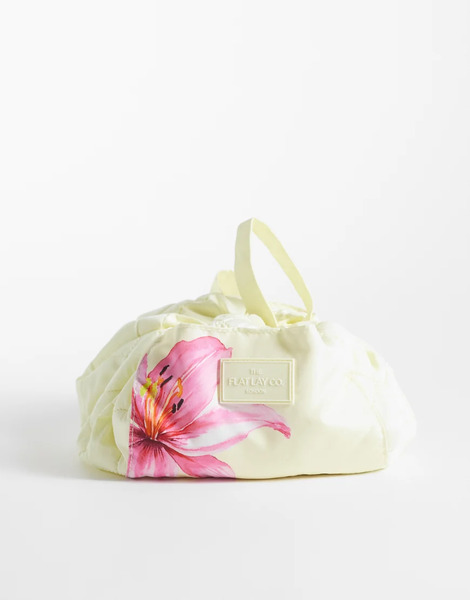  The Flat Lay Co. Drawstring Flat Lay Makeup Bag   Pink Hibiscus 