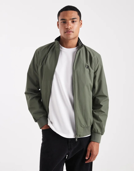  Fred Perry Brentham Jacket In Khaki Green 