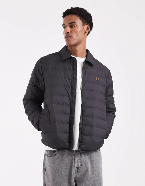  Fred Perry Collared Insulated Padded Jacket In Grey 
