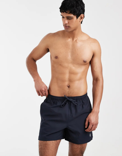  Fred Perry Drawstring Logo Swim Shorts In Navy 