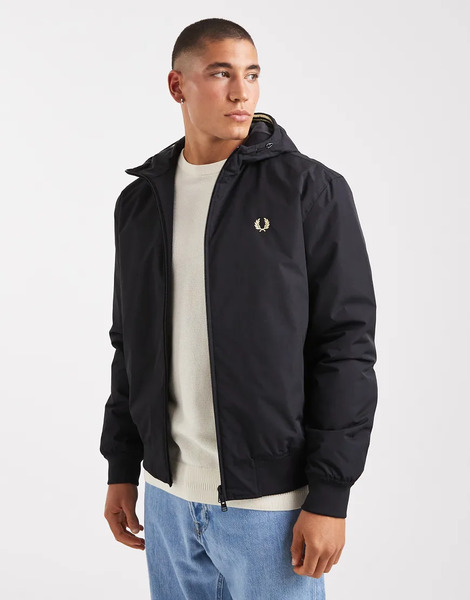  Fred Perry Hooded Brentham Jacket In Black 