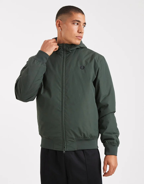  Fred Perry Hooded Brentham Jacket In Khaki Green 