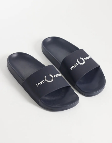  Fred Perry Logo Sliders In Navy 