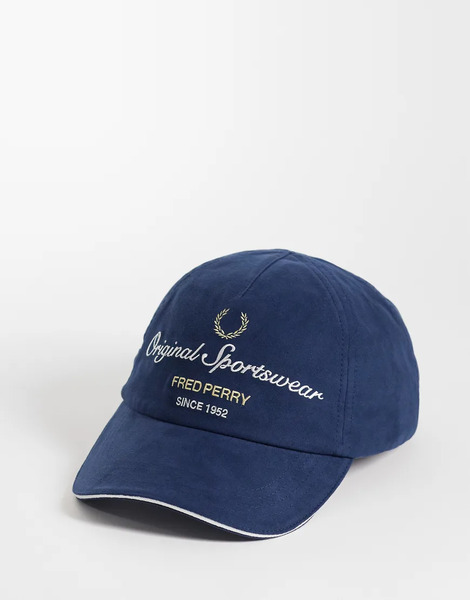  Fred Perry Microfibre Piped Logo Cap In Blue 