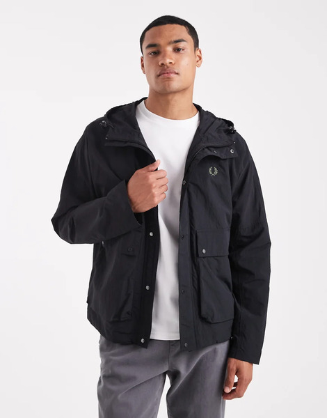  Fred Perry Parka Jacket In Black 