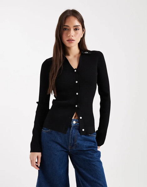  Fred Perry Ribbed Knitted Shirt In Black 