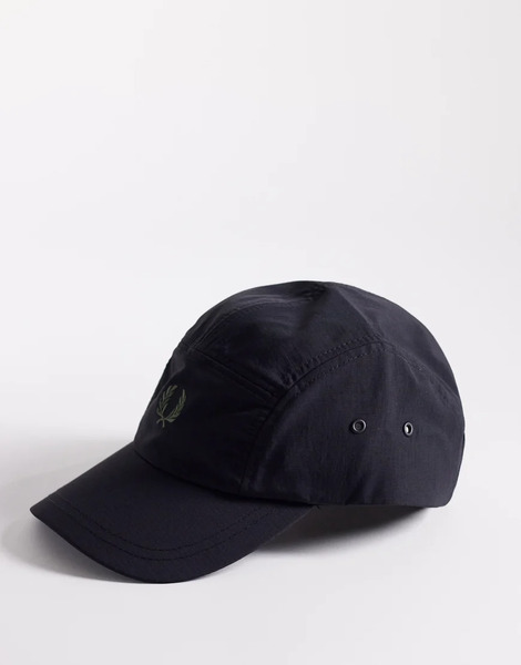  Fred Perry Ripstop 5 Panel Logo Cap In Black 