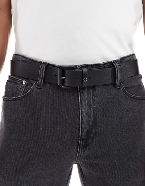  Fred Perry Scotchgrain Leather Belt In Black 