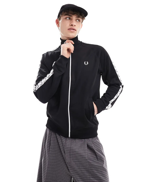 Fred Perry Taped Track Jacket In Black 