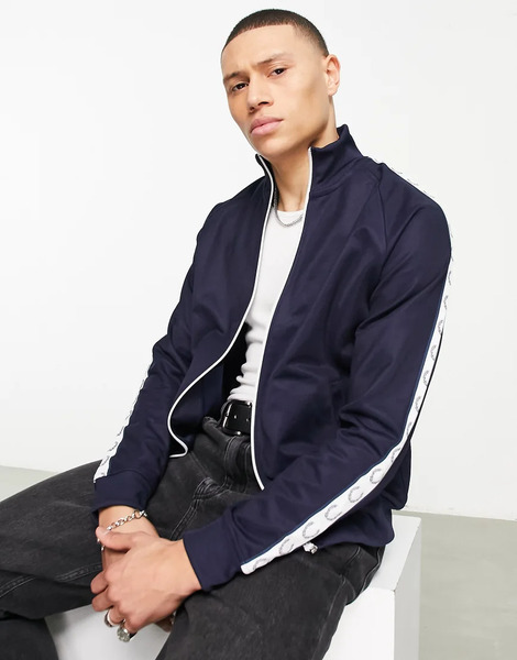  Fred Perry Taped Track Jacket In Blue 