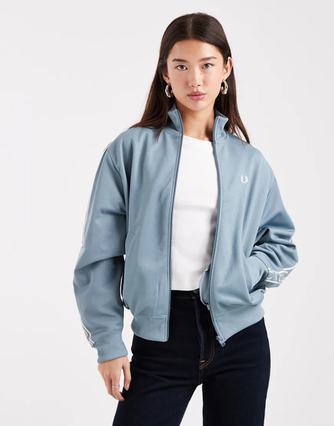  Fred Perry Taped Track Jacket In Blue 