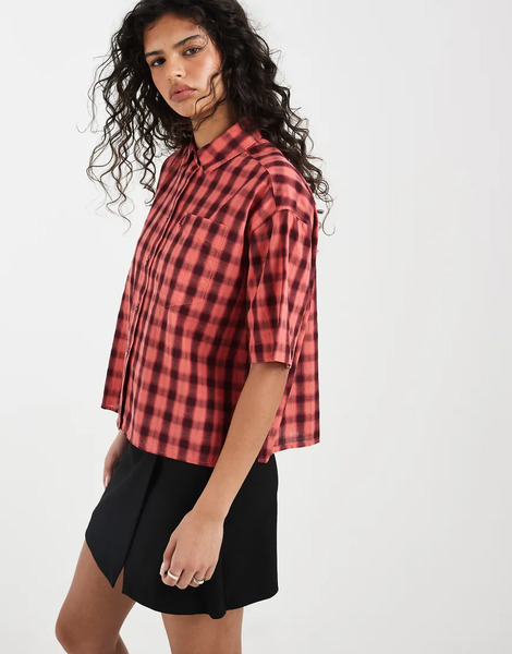  Fred Perry Textured Check Shirt In Red And Black 