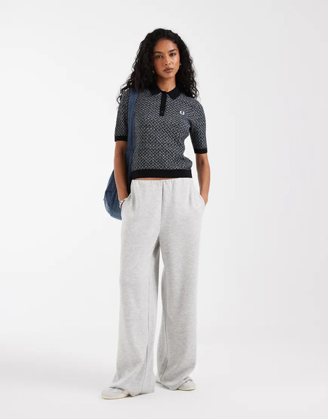  Fred Perry Textured Knitted Polo Shirt In Black 