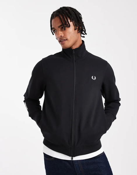  Fred Perry Thumbhole Track Jacket In Black 