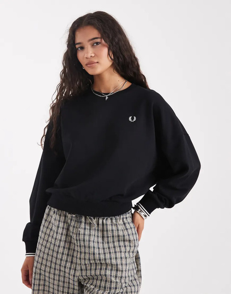  Fred Perry Tipped Sweatshirt In Black 