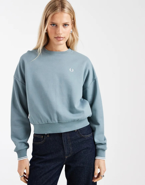  Fred Perry Tipped Sweatshirt In Blue 