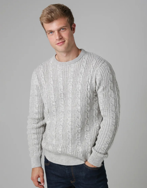 French Connection Cable Knit Crew Neck Jumper In Ecru White 