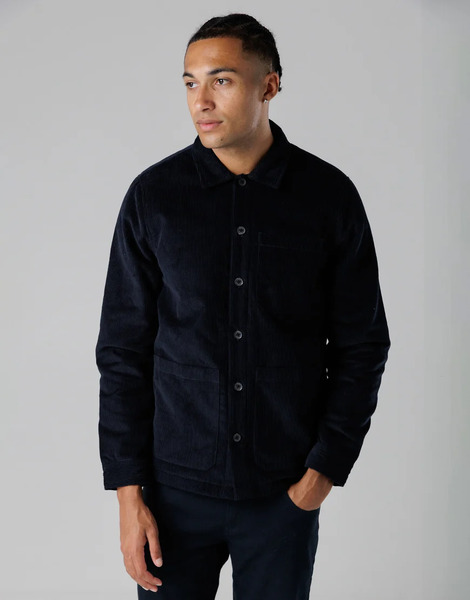  French Connection Cord Button Up Jacket In Navy 