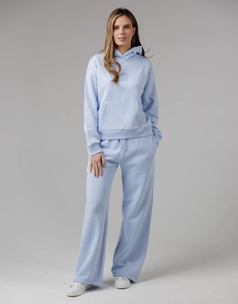  French Connection Cotton Blend Elasticated Wide Leg Joggers In Blue 