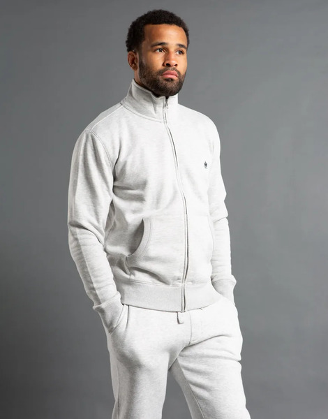  French Connection Cotton Blend Funnel Neck Zip Jumper In Light Grey 