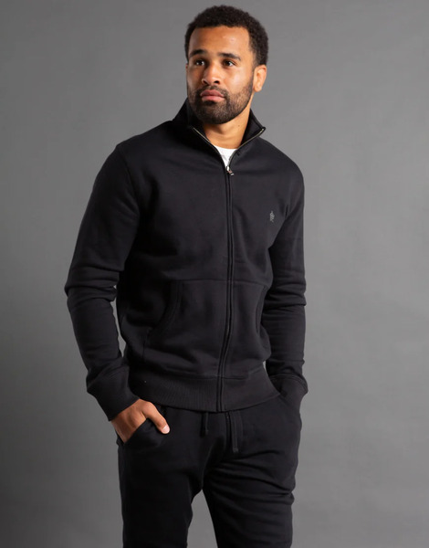  French Connection Cotton Blend Funnel Neck Zip Jumper In Navy 