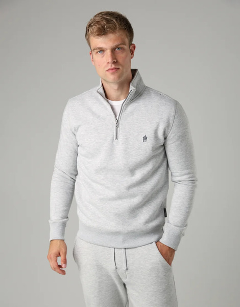  French Connection Cotton Blend Half Zip Jumper In Light Grey 