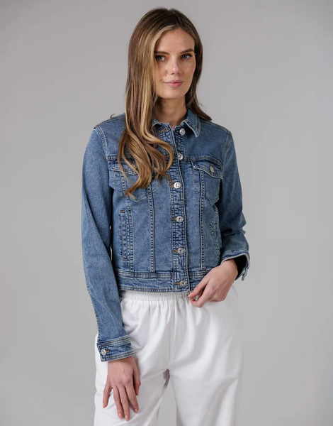  French Connection Cotton Blend Slim Fit Denim Jacket In Blue 