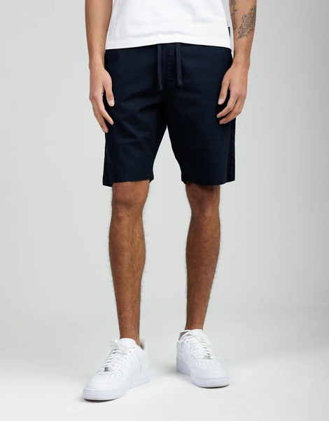  French Connection Cotton Linen Blend Drawstring Shorts In Navy 