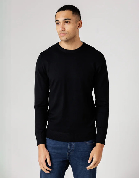  French Connection Crew Neck Long Sleeve Knitted Jumper In Black 