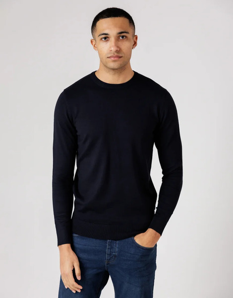  French Connection Crew Neck Long Sleeve Knitted Jumper In Navy 