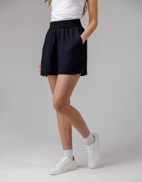  French Connection Elasticated Waist Shorts In Navy 